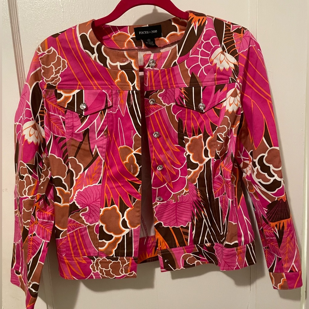Flowered Jean style rhinestoned jacket